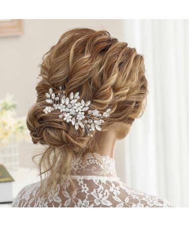 Unicra Crystal Bride Wedding Hair Comb - Silver Pearl Side Accessory for Women & Girls - Buy Online on GoSupps.com