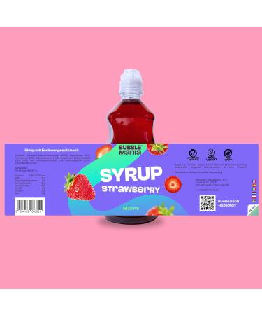 Bubble Mania Strawberry Syrup for Bubble Tea - 500ml | Ideal for Cocktails Ice Cream & Cakes | International Shipping - Buy Online on GoSupps.com