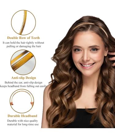 3 Pcs Plastic Plain Headbands Teeth Comb Headbands Skinny DIY Hair Bands Headbands (3*different coffee) - Buy Online on GoSupps.com