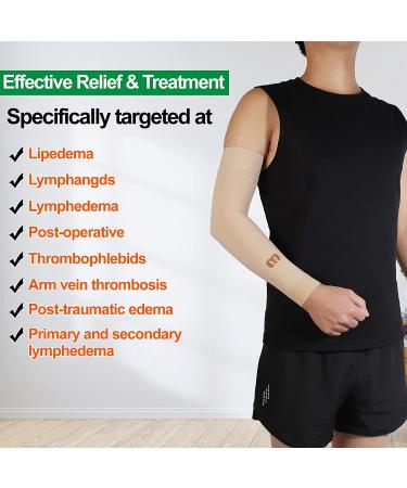 MGANG Lymphedema Compression Arm Sleeve 15-20 mmHg - Full Arm Support for Swelling, Edema, Post Surgery Recovery - Beige (M) - Buy Online on GoSupps.com
