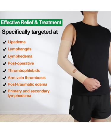 MGANG Lymphedema Compression Arm Sleeve - 15-20 mmHg Support Sleeve for Swelling Relief - Post Surgery Recovery - Small, Beige - Buy Online on GoSupps.com