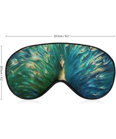 Watercolor Green Peacock Sleep Mask - Adjustable Eye Cover for Men and Women - Blocks Light for Night Travel and Nap - Buy Online on GoSupps.com
