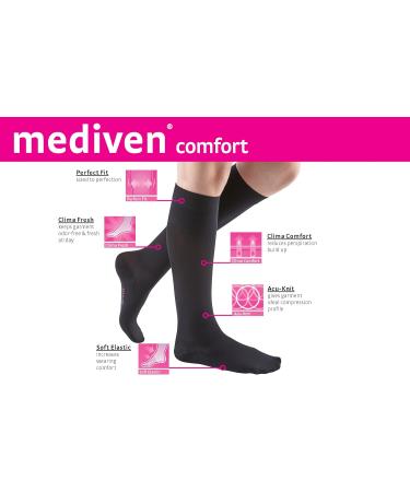 mediven Comfort Women's Compression Stockings 20-30 mmHg - Open Toe Semi-Transparent Calf High Leg Support II-Petite Ebony - International Shipping Available - Buy Online on GoSupps.com