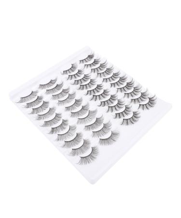 Beatifufu 20 Pairs Artificial False Eyelashes Reusable Eyelashes Soft Light Fake Lash Handmade False Lashes Fluffy Faux Lashes Girl Cosmetics False Lashes Fans Volume False Eyelash Fiber
