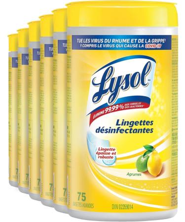 Lysol Disinfecting Wipes Citrus Thick Strong Wipe Kills 99.99% of Viruses & Bacteria Bulk Pack of 6 450 Count (6 x 75 count) - Buy Online on GoSupps.com