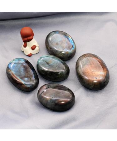 Labradorite Palm Stones Set of 2 Smooth Energy Healing Crystals - Buy Online on GoSupps.com