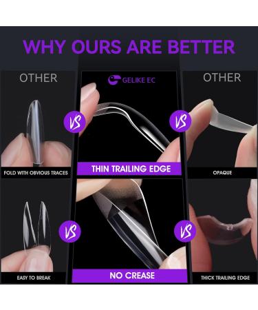 Gelike EC Medium Almond Nail Tips - 240PCS Soft Gel Nail Extensions | Almond Shaped Full Cover Gel X Tips | Pre-Etched PMMA Resin False Nails | Press On Nails - 10 Sizes MEDIUM ALMOND - Buy Online on GoSupps.com