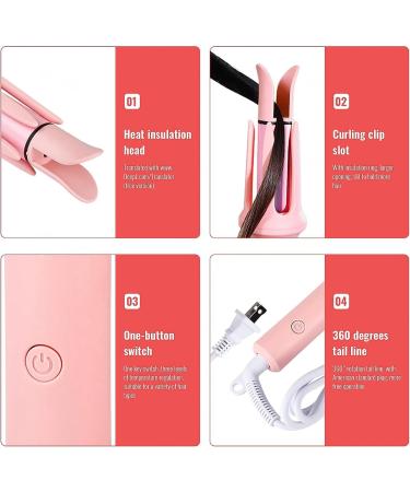 Automatic Curling Iron 1 Inch Curling Iron for Short Hair with 4 Temperatures with 4 Temps Automatic Curling Wand Pink - Buy Online on GoSupps.com