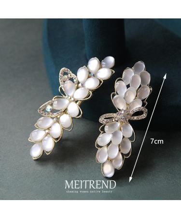 Rhinestone Cat-eye Barrette Beige Hair Clip | Elegant Shiny Hair Slide Decoration - Buy Online on GoSupps.com