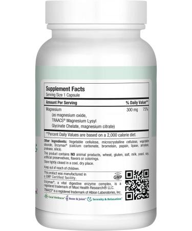 Maxi Health Magnesium Capsules - Energy, Muscle & Nerve Health - Bone Support Supplement - 90 Count - Buy Online on GoSupps.com