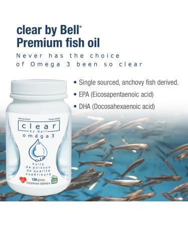 clear by Bell Omega 3 - Pure Premium Fish Oil for Men and Women - Cholesterol Free - Low Repeat and Smell - 120 Softgels 120 count (Pack of 1) - Buy Online on GoSupps.com
