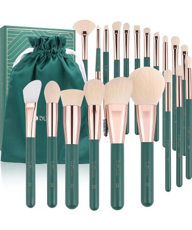 Ducare Professional 20Pcs Green Makeup Brush Set with Silicone Face Mask Brush - Kabuki Foundation Blending Powder Blush Concealers Eyeshadows - Buy Online on GoSupps.com