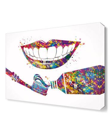 Dental care watercolor canvas wall art print dentistry art toothbrush decor gift dentist dentist dentist practice living room bedroom living room living culture 70x100cm frameless watercolor a 70x100cm (27.6x39.4inch)