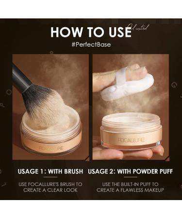 Focallure PerfectBase Oil-Control Translucent Loose Setting Powder Medium 02 with Super Soft Powder Puff - Long-Lasting Shine-Free Finish - Buy Online on GoSupps.com