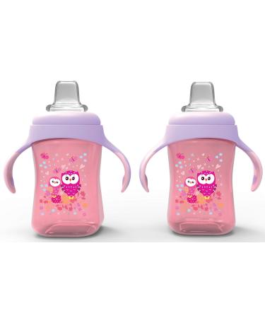 Avima Baby 10 oz Soft Spout Sippy Cups  Pink (Set of 2) 2 Count (Pack of 1) Pink