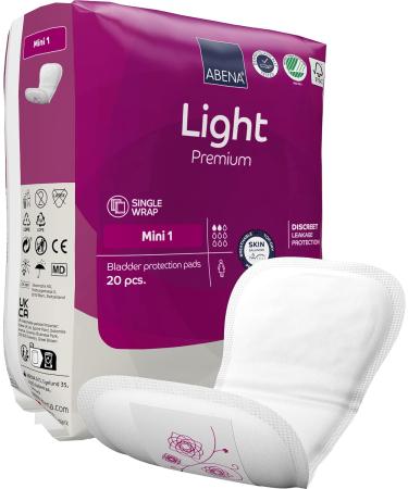 Abena Eco-Friendly Women's Incontinence Pads - Fast Absorption & Protection - Light Mini 1 180ml 20PK - Buy Online on GoSupps.com