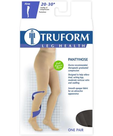 Truform Plus Size 20-30 mmHg Compression Pantyhose for Women - X-Tall Black Support Tights - 1 Pair - Buy Online on GoSupps.com