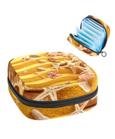 Women's bonds Storage bags Stillpad holder yellow sand mussels and seafared portable period kit pocket feminine product bag for women girls color1