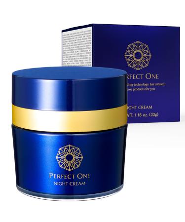 PERFECT ONE Night Cream Japanese Anti-Aging Moisturizer with Collagen & Hyaluronic Acid | Hydrating Firming and Replenishing Night Face Cream for Radiant Glowing Skin | 1.16 oz