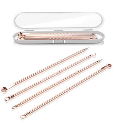 Blackhead Remover Pimple Popper Tool Kit - Acne Comedone Zit Blackhead Extractor Tool - Blemish Whitehead Extraction Popping - Professional Pore Extractor Tools for Nose & Face with case (Rose Gold)