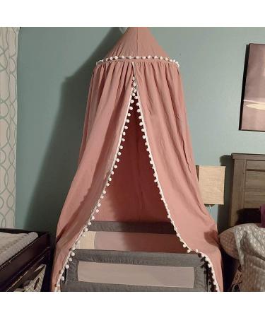 LOAOL Kids Bed Canopy - Pink Pom Pom Cotton Canopy for Crib | Nursery Decor & Play Tent for Girls - Buy Online on GoSupps.com