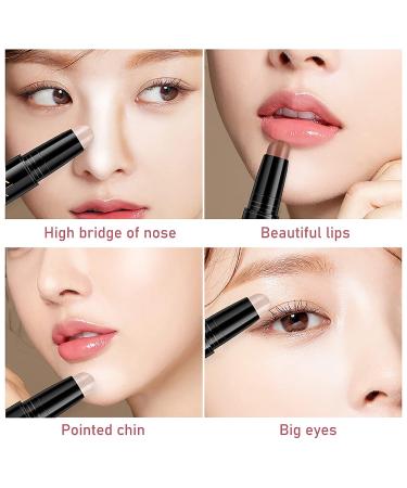 Bekoeen 2 Pcs Highlight and Contour Stick - Long Lasting Waterproof 2-in-1 Bronzer Sticks Kit for Light/Medium Skin - Face Makeup Highlighting & Contouring - Buy Online on GoSupps.com