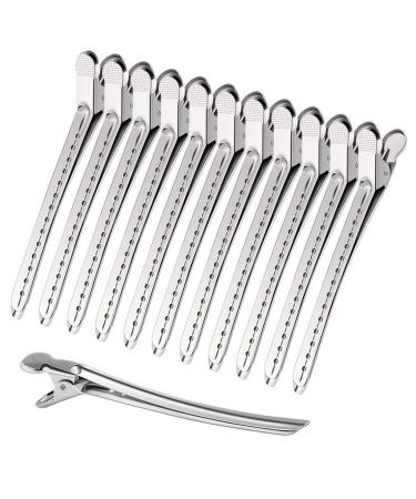 Hair Clips 5-piece hair clips duckbill hair clips rust-proof metal hair clips with holes for curly hair styling partition clips Blue Hair Clips (Size : Silver)