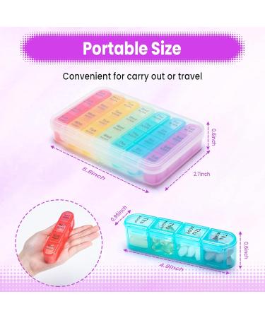 Pill Box 4 Times a Day 7 Days Pill Organiser Box with 28 Compartments Weekly Pill Case for Morning Noon Evening and Bed Time (Purple) - Buy Online on GoSupps.com