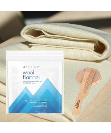 100% White Wool Flannel for Castor Oil Packs - Eco-Friendly Reusable Bundle with Wooden Comb - Prime Thick Weave (12x18 Pack of 2 - Buy Online on GoSupps.com