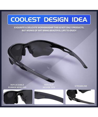 DEAFRAIN Polarized Sports Sunglasses - UV Protection TR90 Unbreakable Frame for Men Women - Ideal for Cycling, Running, Fishing - Bright Black Frame/Black Lens - Buy Online on GoSupps.com