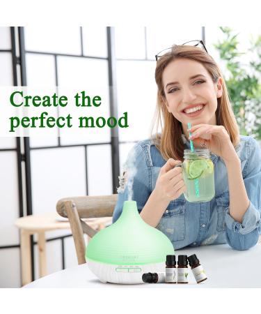 Asakuki Aroma Diffuser & 300ml Ultrasonic Humidifier with Essential Oils Set - 14-Color LED 23dB Ultra-Quiet for Yoga Spa & Home - Buy Online on GoSupps.com