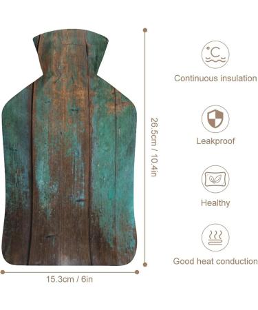 Hot Water Bottle with Lid - Blue Wooden Plank Rubber Bag for Pain Relief Cramps & Foot Warmer | Hot & Cold Therapy - Buy Online on GoSupps.com