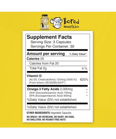 DO3 Vegan Omega 3 and Vitamin D3 Supplement - 90 Capsules - 2 Pack - Fish Oil Alternative- DHA & EPA Omega D3 Supplement - May Support Heart Brain and Joint Health - 2 in 1 Formula - Bored Nutrition - Buy Online on GoSupps.com