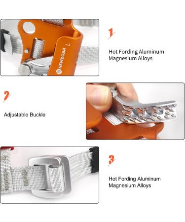 Newdoar Foot Ascender Riser - Climbing Device for 8-13mm Rope - Orange Left | Ideal for Tree Climbing Mountaineering & Roping - Buy Online on GoSupps.com