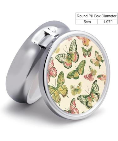 Travel Pill Box 3 Compartment Yellow Butterfly Pattern Portable Pill Organizer for Purse & Pocket - Buy Online on GoSupps.com