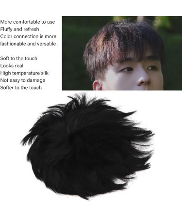 Men Short Black Wig Handsome Male Short Hair Topper Men's Fluffy Toupee Synthetic Halloween Costume Toupee for Men Daily Party Use Not Easy to Fall Off - Buy Online on GoSupps.com
