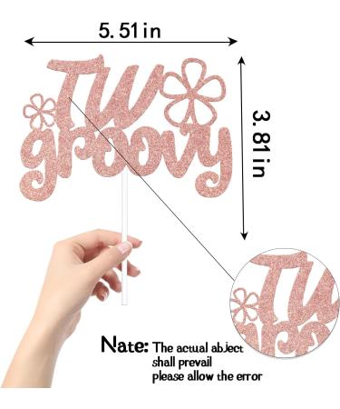 Two Groovy Cake Topper Boho 2nd Cake Topper Two Groovy Party Cake Decorations Two Groovy Birthday Decor Hippie 60s 70s Party Themed Birthday Decorations Rose Gold Glitter - Buy Online on GoSupps.com