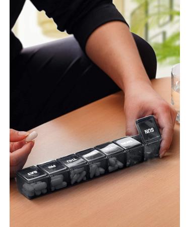 TookMag Extra Large 7-Day Pill Organizer - XL Weekly Pill Box for Vitamins & Supplements - Black - Buy Online on GoSupps.com