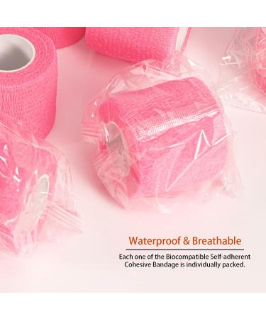 24 Pack Pink Self Adherent Cohesive Bandage Wrap 2x5 Yards - Stretch Vet Wrap for Dogs & Sports Injuries - Buy Online on GoSupps.com