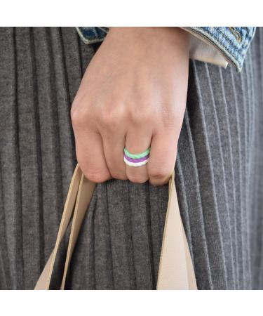 Forthee 10 Pack Silicone Wedding Rings for Women - Thin, Braided, and Colorful Rubber Bands | Skin Safe, Comfortable Fit - Lavender, Dark Purple, White, Sky Blue, Pink, Purple, Rose Red, Pink Gold, Light Mint Green, Silver - Size 6 (16.5mm) - Buy Online on GoSupps.com