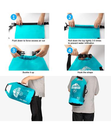 HEETA Waterproof Dry Bag 5L Blue - Lightweight Roll Top Backpack for Travel, Swimming, Boating - Phone Case Included - Buy Online on GoSupps.com