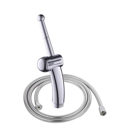 Hand bidet sprayer toilet with 59 inch shower hose for bathrooms shower personal hygiene diaper cleaning pet pool & floor cleaning (silver)