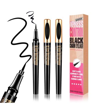 2 Pcs Magic Liquid Eyeliner Black Waterproof Eye Liners Long-Lasting Sweatproof and Smudgeproof Super Slim Eyeliner Pen Gel Professional Eye Makeup Tools 2 Count (Pack of 1)