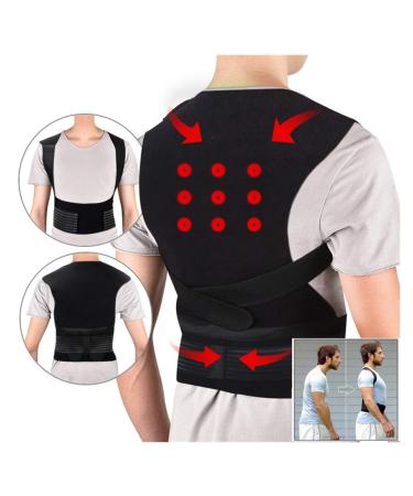 Coovs Tourmaline Selbstal -heating magnetic therapy Taille back shoulder posture corrector spine lumbar support back support belt pain relief (color: black size: medium) black M