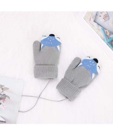 Qchomee Baby Toddler Cute Fox Gloves Winter Knitted Mittens Adjustable String Warm Full Finger Cartoon Gloves Thicken Indoor Outdoor Gloves for Kids Boy Girl 1-3 Years Tie String Before Use Grey - Buy Online on GoSupps.com