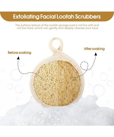 6 Pack Exfoliating Loofah Sponge Pads - 100% Natural Luffa Body and Facial Scrub - Men and Women - Bath Spa and Shower - Personal Care - 3.15 inches - Buy Online on GoSupps.com