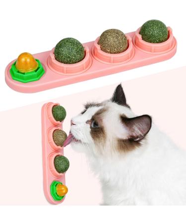 Tohdnc catnint ball for cat wall 4 pieces of cat mint toys edible kitten toys extra cats energy hall for cats licking healthy kitten teeth cleaning tooth chicken stuff pink - Buy Online on GoSupps.com