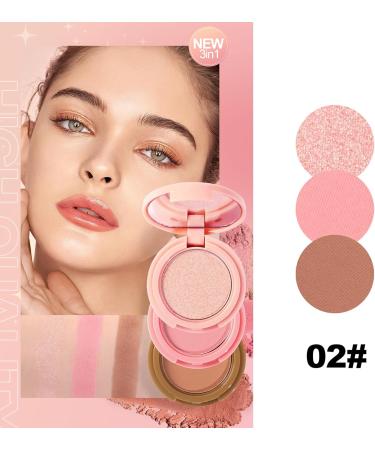 Erinde Highlighter Bronzer & Blush Powder Palette Matte Shimmer Powder Makeup Face Palette with Mirror All in One Blendable Travel Friendly Cruelty Free 3 Colours #05 - Buy Online on GoSupps.com
