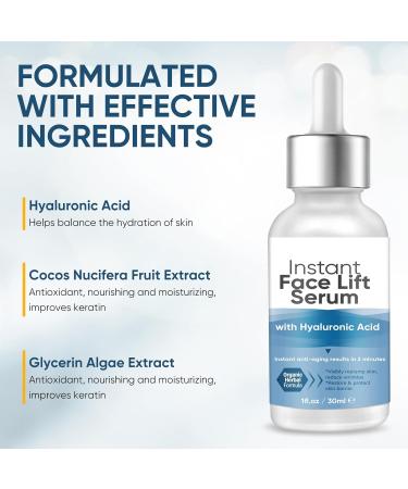 Instant Face Lift Serum 2 Minute Temporary Skin Tightening Serum with Hyaluronic Acid Visibly Lift & Firm Sagging Skin for Face & Neck - Buy Online on GoSupps.com