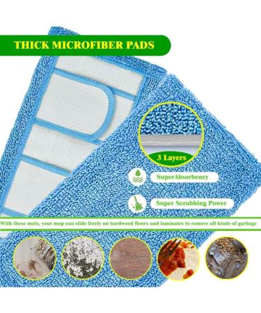 Klaqian 4 Pack Reusable Microfiber Mop Pads for Swiffer Sweeper | 10-12 Inch Flat Mop | Upgraded Wet Dry Cleaning Pads for Hard-Floor - Buy Online on GoSupps.com